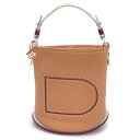 DELVAUX デルヴォー パン ミニ バケット サーピケ トリヨン レザー オレンジ ホワイト ピンク シルバー金具 Dポケット ハンドバッグ ショルダーバッ...