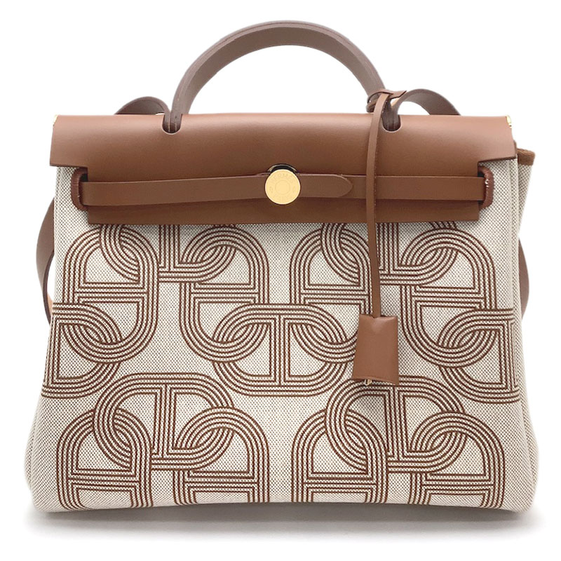 HERMES エルメス エールバッグジップ 31 PM ルトゥルネ ヴァッシュハンター トワルアッシュ フォーヴ フォーブ ブラウン ベージュ 24番地のサーキット シェーヌダンクル ハンドバッグ ショルダーバッグ 2WAYバッグ ゴールド金具 【未使用】のサムネイル