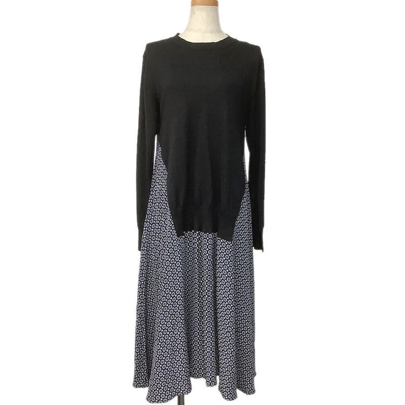 STELLA McCARTNEY ステラマッカートニー ワンピース ウール シルク ネイビー マルチカラー #38 476911 ..