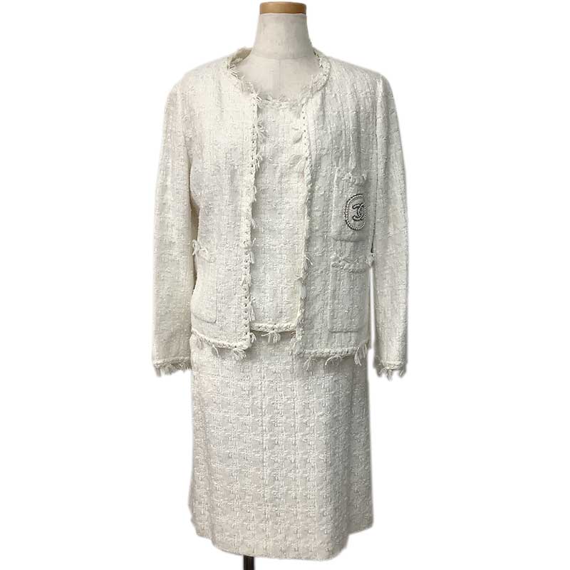 CHANEL シャネル セットアップ スリーピース コットン レーヨン ホワイト #42 #40 P25100V15453 AL639 ジャケット トップス ス...