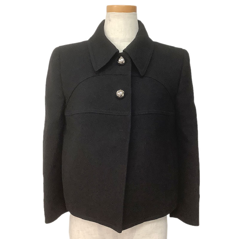 PRADA プラダ ジャケット ウール ブラック #38 P597BI S142 1H8N 内側パープル シルバーボタン 【中古】