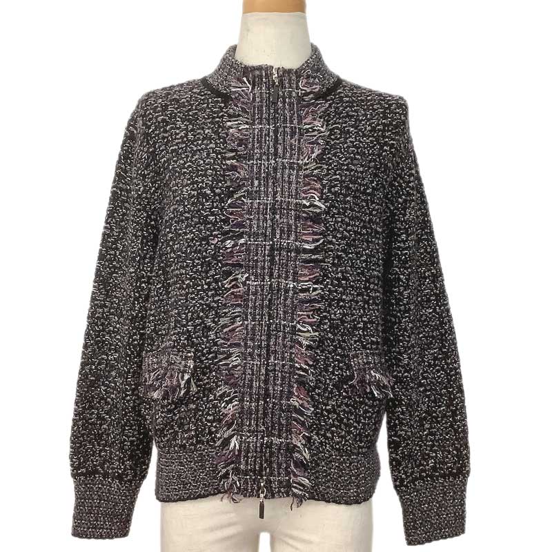 CHANEL シャネル ニットブルゾン ウール ナイロン コットン モヘア ブラック マルチカラー P26331W0359..