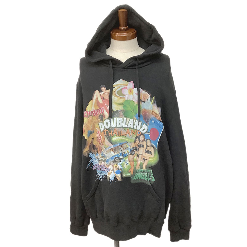 DOUBLET X PZ TODAY ダブレット パーカー コットン ブラック #M 23AW34CS293 タイランド プリント フー..