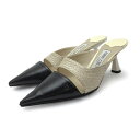 JIMMY CHOO ジミーチュウ ミュール ZALEA ラフィア レザー アイボリー ブラック #35 1/2 ポインテッドトゥ 2022年春夏 【中古】(4)