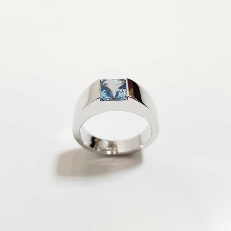 Cartier カルティエ タンクリング アクアマリン 750 K18 WG #51 指輪 ホワイトゴールド 【中古】