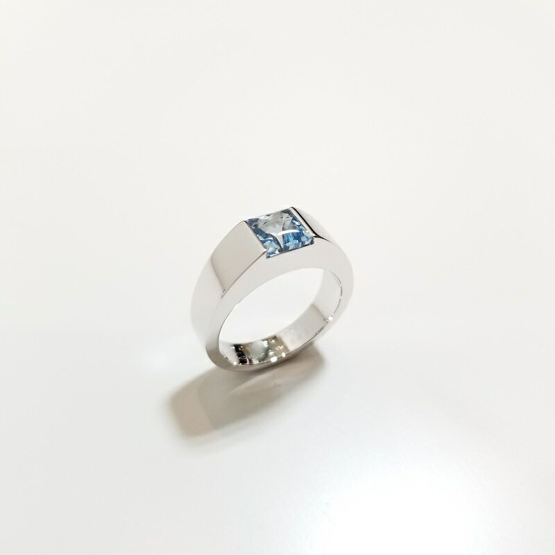 Cartier カルティエ タンクリング アクアマリン 750 K18 WG #51 指輪 ホワイトゴールド 【中古】