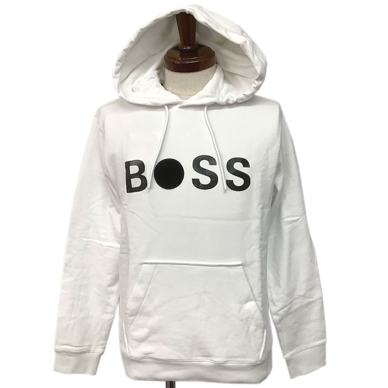 BOSS ボス パーカー コットン ポリエステル ホワイト #XS 50466935 パッチ スマイル ロゴ フーディー ..