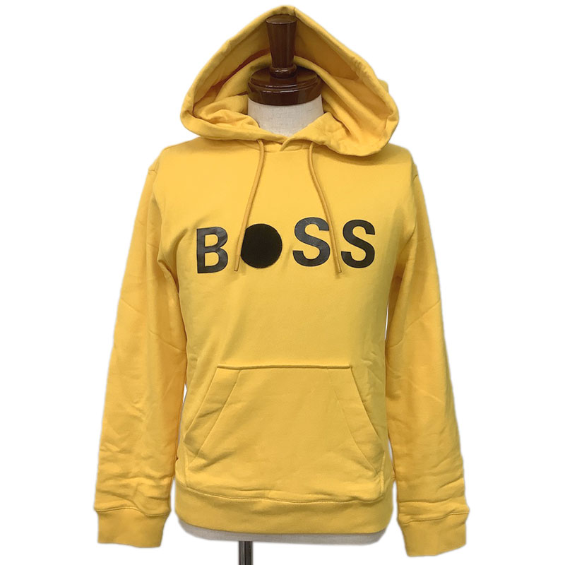 BOSS ボス パーカー コットン ポリエステル イエロー #XXS 50466935 パッチ スマイル ロゴ フーディー ..