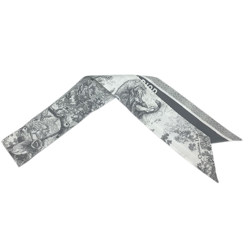 Christian Dior クリスチャン・ディオール ミッツァ シルク アイボリー グレー 15JOU106I602 トワルド..