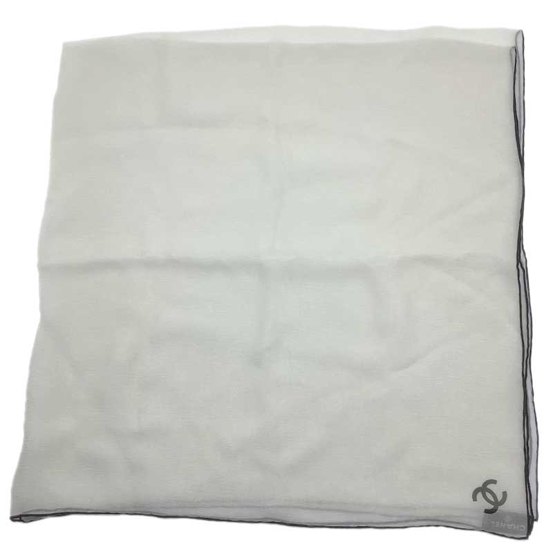 CHANEL シャネル スカーフ ショール シルク ホワイト ブラック シースルー ココマーク CCマーク 【中古】