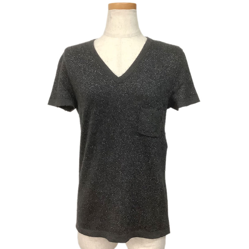 CHANEL シャネル 半袖セーター ニット カシミヤ シルク ポリエステル ナイロン グレー #42 P29102K0011..