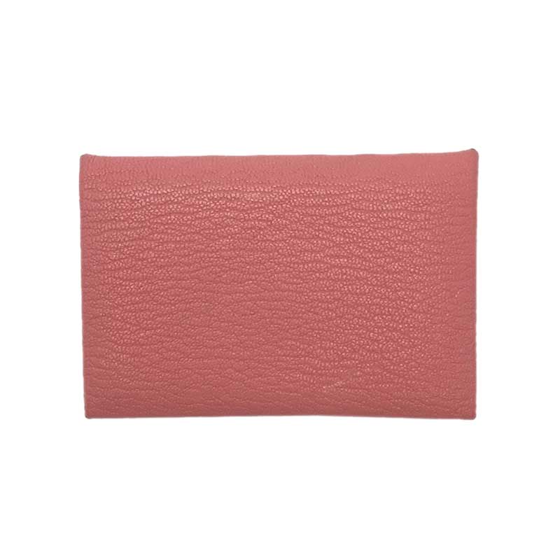 HERMES エルメス カルヴィ カードケース シェーブル ピンク カード入れ 名刺入れ パラジウム金具 【中..