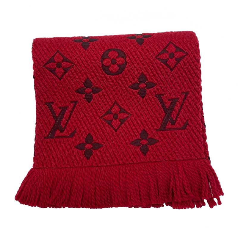 LOUIS VUITTON ルイ・ヴィトン エシャルプ・ロゴマニア マフラー M72432 ルビー ウール シルク レッド モノグラム フリンジ 【新品】