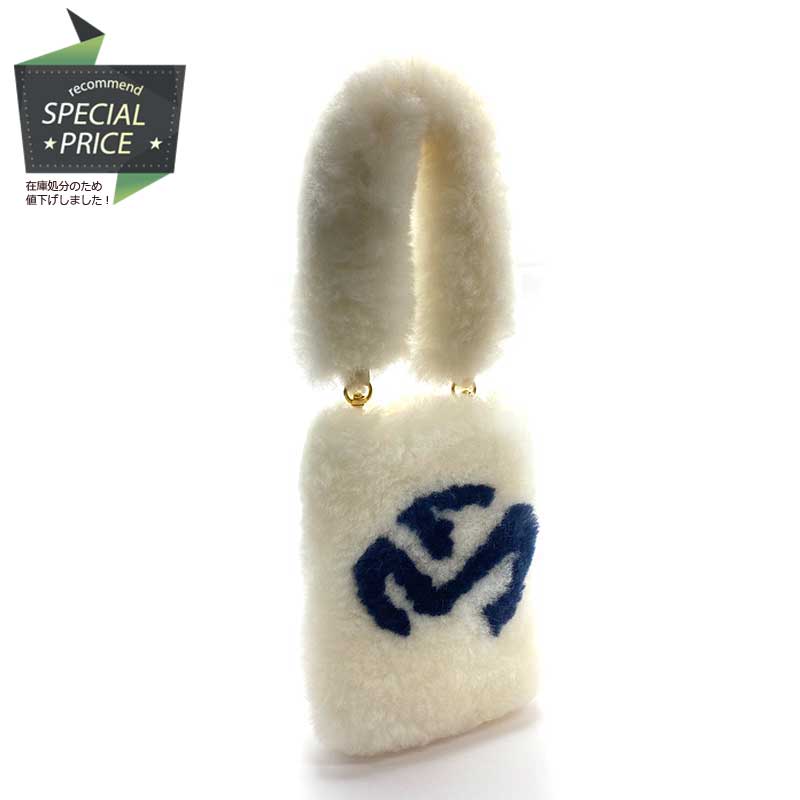 【SALE】 FRANCK MULLER フランク・ミュラー ムートンプティサック 2WAYバッグ ムートン ホワイト ネイビー ピンク フューチャーフォーム ミニハンドバッグ ショルダーバッグ チェーンバッグ 【中古】のサムネイル