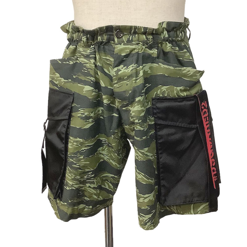 Dsquared2 ディースクエアード ハーフパンツ カーキ ブラック コットン #44 S74MU0535 S49604 カモフラージュ 迷彩 【中古】