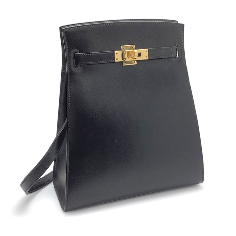 HERMES エルメス ケリースポーツ PM ボックスカーフ ブラック ゴールド金具 ショルダーバッグ BOXカーフ 【中古】