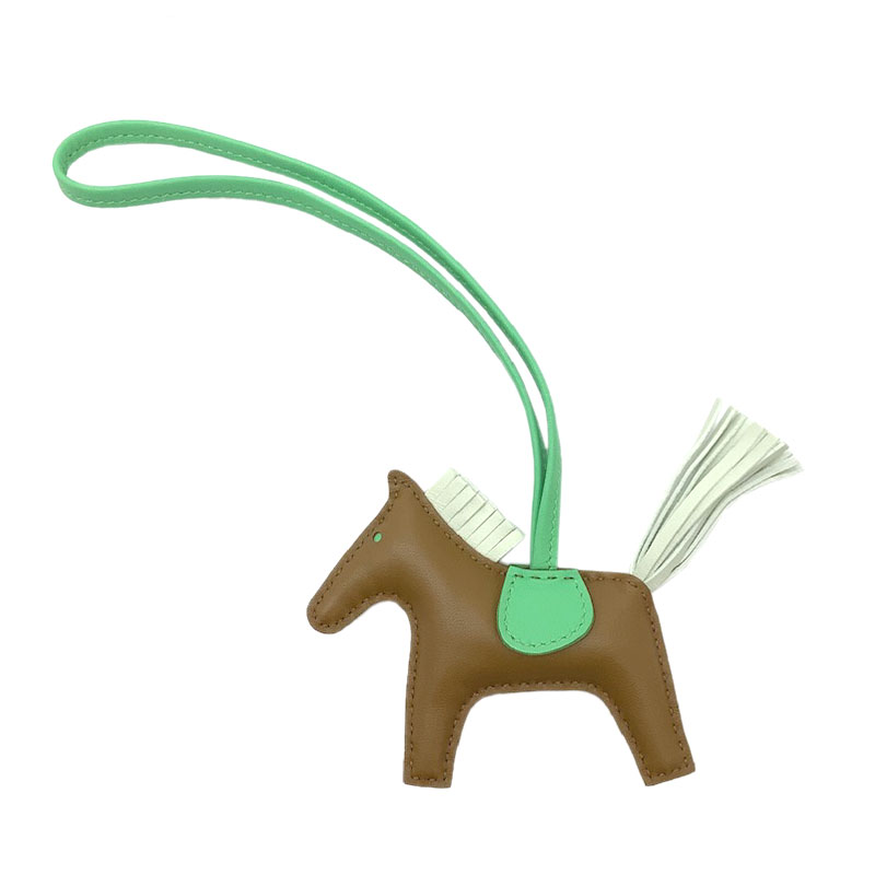 HERMES エルメス ロデオPM チャーム クラフト ヴェールフィズ ヴェールコミック アニョーミロ ブラウン ライトグリーン 馬 バッグチャーム アクセサリー 【未使用】