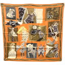 HERMES エルメス カレ70 スカーフ “パリモナミ” “Paris mon ami” シルク オレンジ マルチカラー 2011クリスマス 【中古】