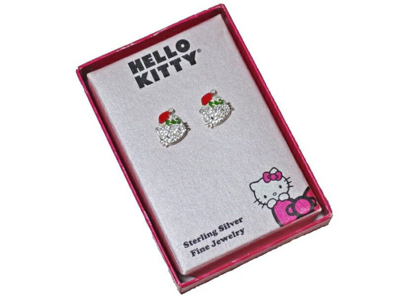 Hello Kitty サンリオ　ハローキティ　ラインストーン　シルバー 925 ピアス　アメリカ定価$150+税金の品物！