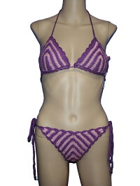 トゥルーレリジョンスウィムウェアーTRUERELIGIONSWIMWEARレディース三角ビキニ水着上下セットパープル紫