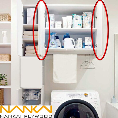 【送料無料】南海プライウッド ランドリーユニット収納 ラクリア 上部収納 メインボックス用扉 LAMBHD-CWK 鏡面仕様