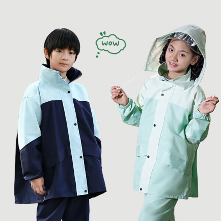 子供 レインコート 学生用 レインウェア リュック対応 フード付き レインスーツ 通...