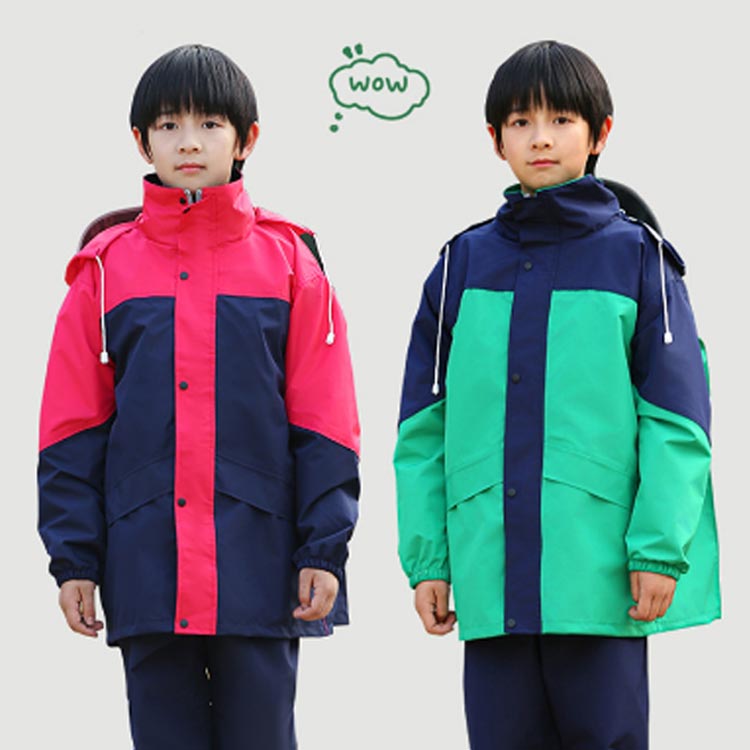 子供 レインコート 学生用 レインウェア リュック対応 フード付き レインスーツ 通...