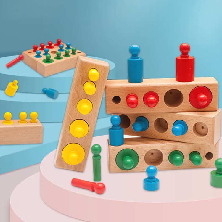 モンテッソーリ 知育パズル 知育玩具 パズル 木製 型はめ おもちゃ 玩具 円柱さし 感覚教育 指先訓練 女の子 男の子 知育玩具 子供 こども 老人 お年寄り 脳トレ 老人ホーム 高齢者 3歳 4歳 5歳 4本セット 2