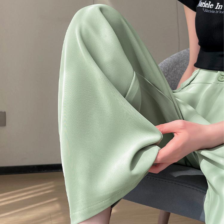 ハイウエスト ワイドパンツ 薄手 涼感 美脚 脚長 ストレートパンツ レディース 長ズボン ロングパンツ 9分丈 アンクルパンツ スリム セミワイドパンツ ウェストバックゴム おしゃれ スラックス 韓国ファッション 送料無料 シワになりにくい
