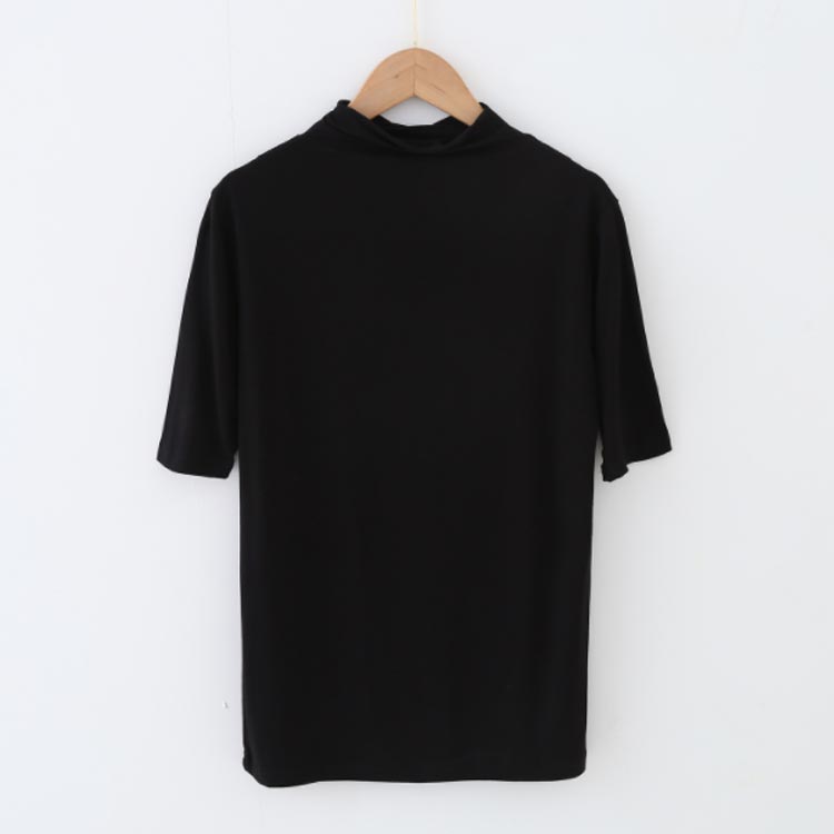 送料無料 ハイネック 五分袖 トップス レディース 半袖 tシャツ 春 夏 秋 ゴルフ ハイネックtシャツ 日焼け対策 ボトルネック カットソー 半袖tシャツ 5分袖 タートルネック 薄手 フィット スリム 20代 30代 40代 OL 無地 プルオーバー トップス