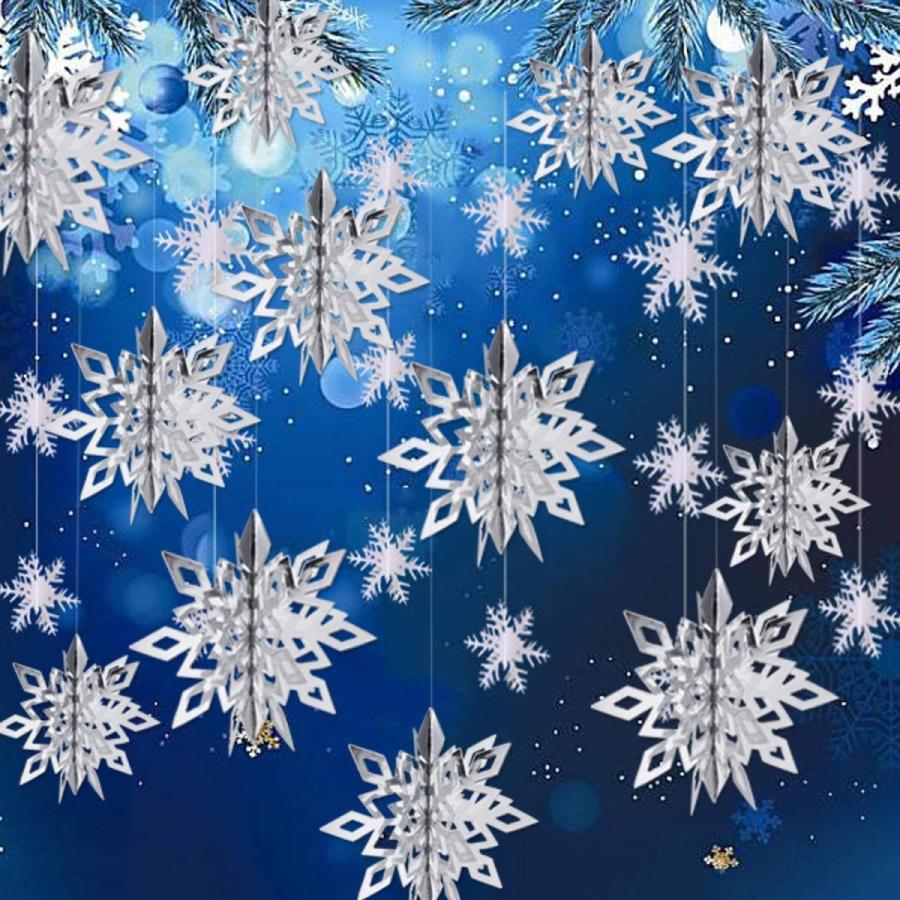 クリスマス装飾 新年 飾り 雪の結晶 12ピースセット 室内装飾 クリスマスパーティー クリスマスオーナメント 雪花 デコレーション