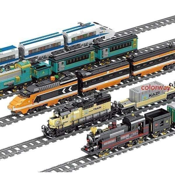 楽天ヨロズヤショップ楽天市場店【楽天スーパーSALE】LEGO レゴ互換品 ブロック 電車 列車 鉄道車両 動く 車おもちゃ 循環式レール トレイン レール 駆動付き 男の子 6-7-8-9歳 誕生日