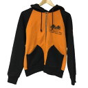 【中古】【メンズ】Langlitz Leathers/ジップパーカー/フルジップ/パーカー/ブラック×オレンジ/サイズF