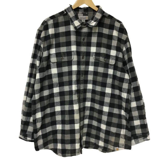 【中古】【メンズ】Carhartt/カーハート/長袖/シャツ/古着/ネイビー×グレー×ホワイト/チェック/柄/サイズ2XL