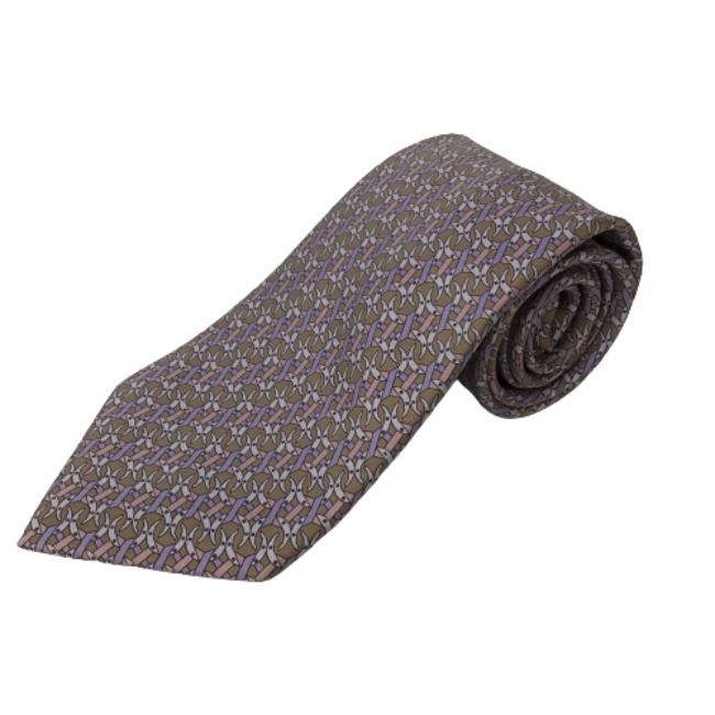 【併売】【中古】【メンズ】HERMES エルメス tie ネクタイ　総柄 ネクタイ 【メンズ】