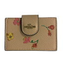 【併売】【中古】【レディース】COACH accordion floral card caseアコーディオン花柄カードケースc8698 ベージュ