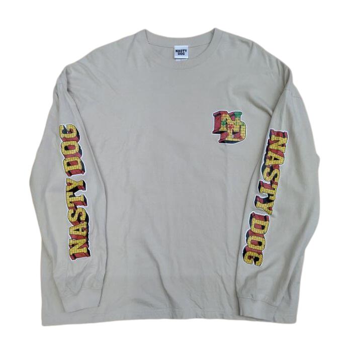 【併売】【中古】【メンズ】NASTY DOG ナスティドッグ 長袖Tシャツ ロングスリーブ コットン ベージュ サイズ L