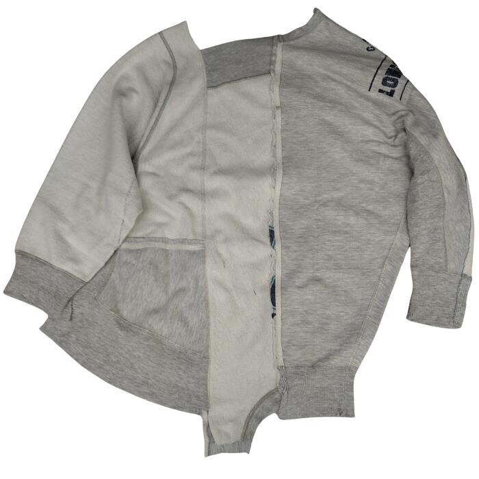 【併売】【中古】【メンズ】OLD PARK オールドパーク Baggy Sweat バギースウェット リメイク パッチワーク グレー