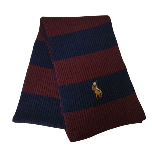 【併売品】 【中古】 【レディース】 POLO RALPH LAUREN ポロ ラルフローレン ベア マフラー 紺 小豆色 刺繍 【併売品】 【中古】 【レディース】 POLO RALPH LAUREN ポロ ラルフローレン ベア マフラー 紺 小豆色 刺繍