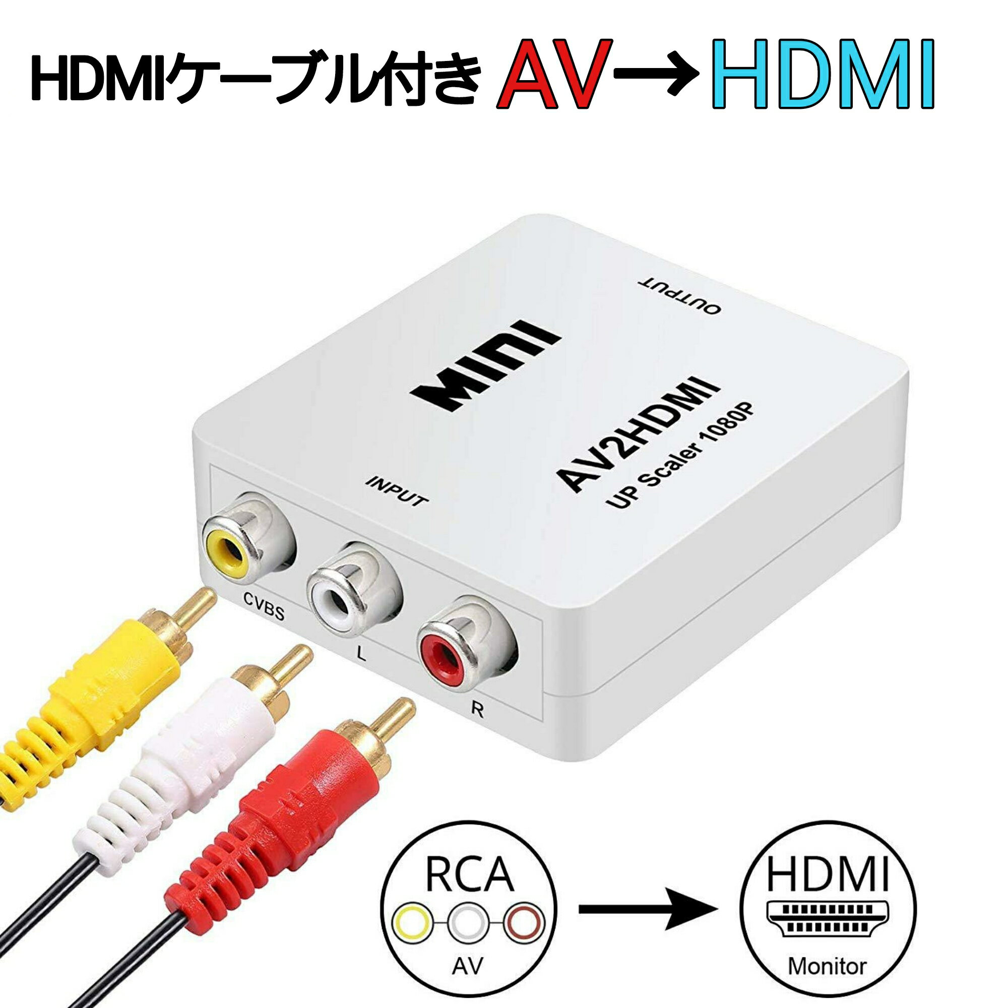 AV to HDMI 変換 アダプター アナログ コンポジット ゲーム 3色 ケーブル Wii ゲームキューブ PS2 Nintendo64 スーパーファミコン