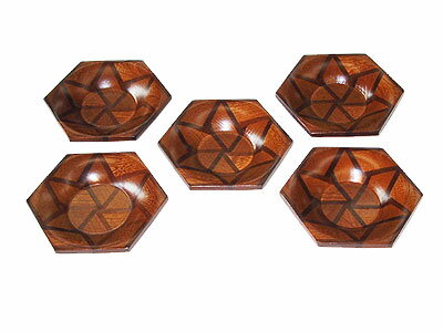 無垢六角茶托セット（5枚入り）