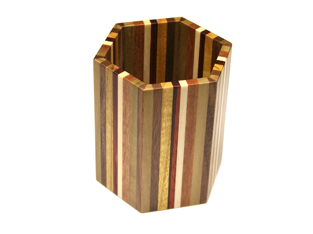 樂天商城 - 箱根寄木細工 六角ムクペン立て 縞