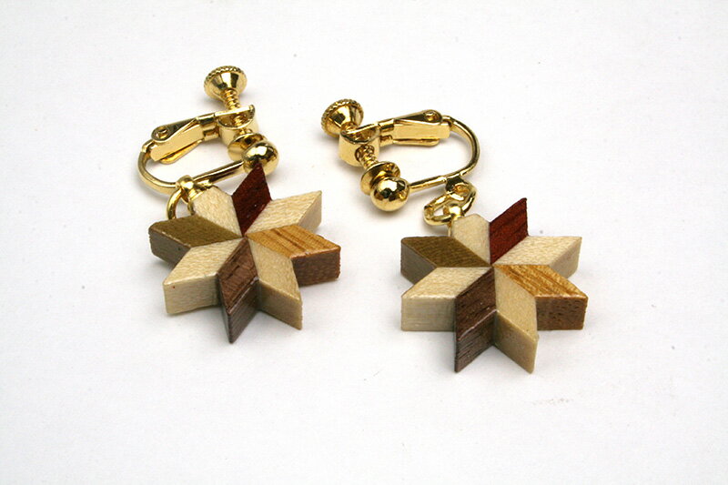 寄木イヤリングC