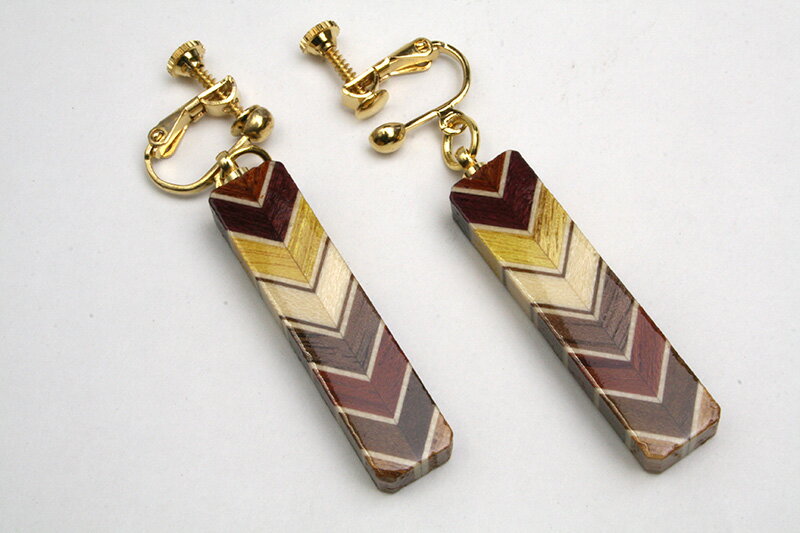 寄木イヤリングD