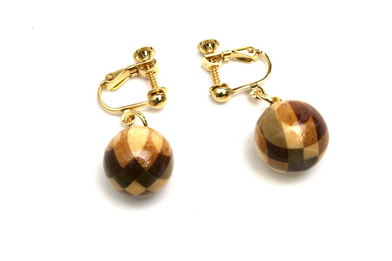 寄木イヤリングE