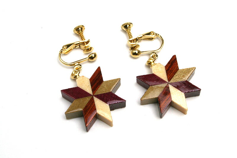 寄木イヤリングF