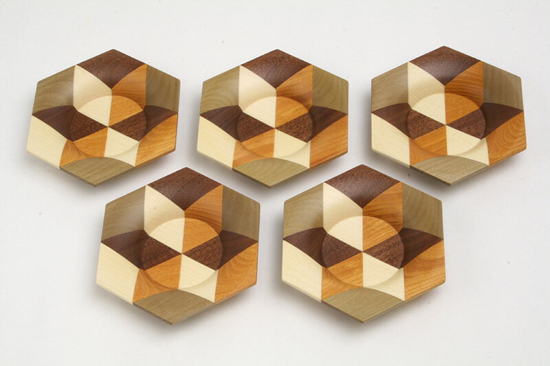 無垢六角茶托セット（5枚入り）