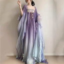 3点セット パープル ドレス 唐装漢服 漢服仙女 中国古風 中華服 チャイナ服 チャイナドレス ワンピース コスチューム 中国古代衣装 女性 ロングドレス おしゃれ ステージ 撮影 舞台衣装 華流ステージコスプレ衣装 中国古代宮廷風コスプレ衣装