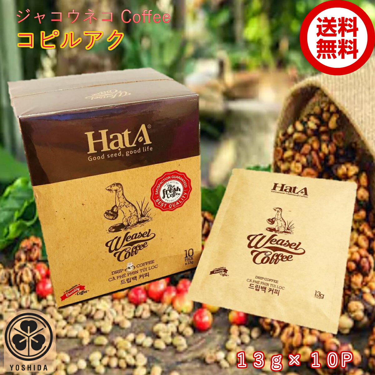 ジャコウネココーヒー（コピルアク）130g アラビカ ドリップバッグ(13gx10袋) 本物 幻のコーヒー イタチコーヒー Arabica レギュラーコーヒー ギフト 贈答