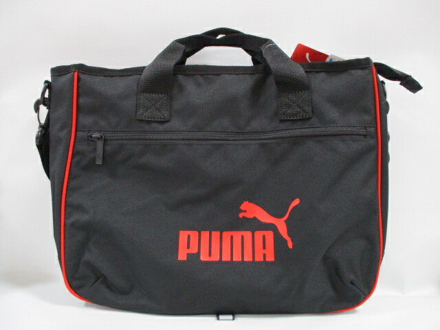 レッスンバッグ PUMA プーマ 079030 05 手提げ キルティング トート プーマブラック×プーマレッド ショルダー付き 通園 通学 通園 バッ..